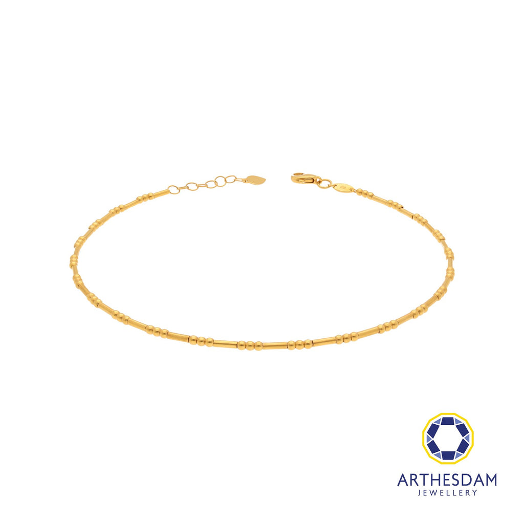 Arthesdam Jewellery 916 Gold Triple Ball and Tube Anklet