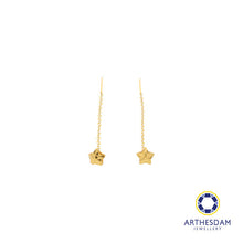 Load image into Gallery viewer, Arthesdam Jewellery 916 Gold Tiny Star Dangling Threader Earrings
