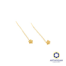 Load image into Gallery viewer, Arthesdam Jewellery 916 Gold Tiny Star Dangling Threader Earrings
