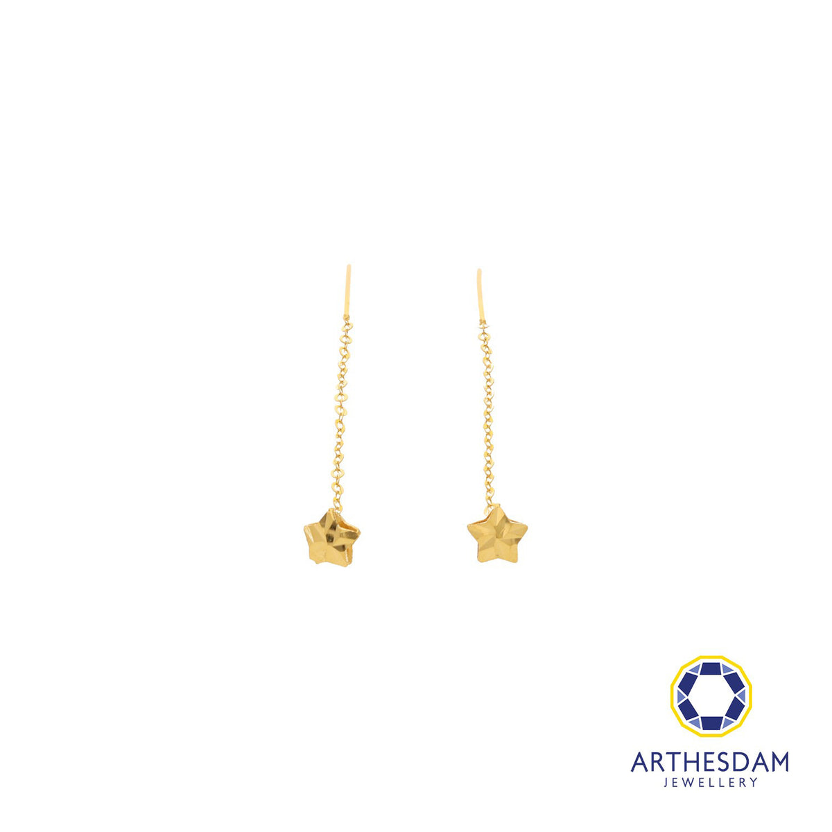 Arthesdam Jewellery 916 Gold Tiny Star Dangling Threader Earrings