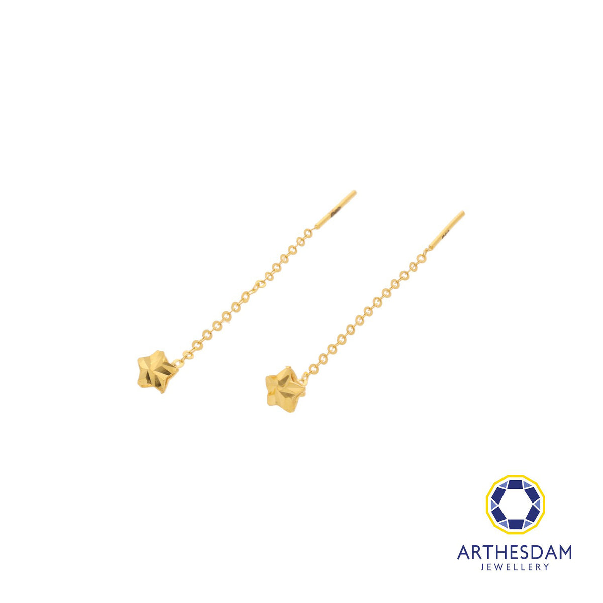 Arthesdam Jewellery 916 Gold Tiny Star Dangling Threader Earrings