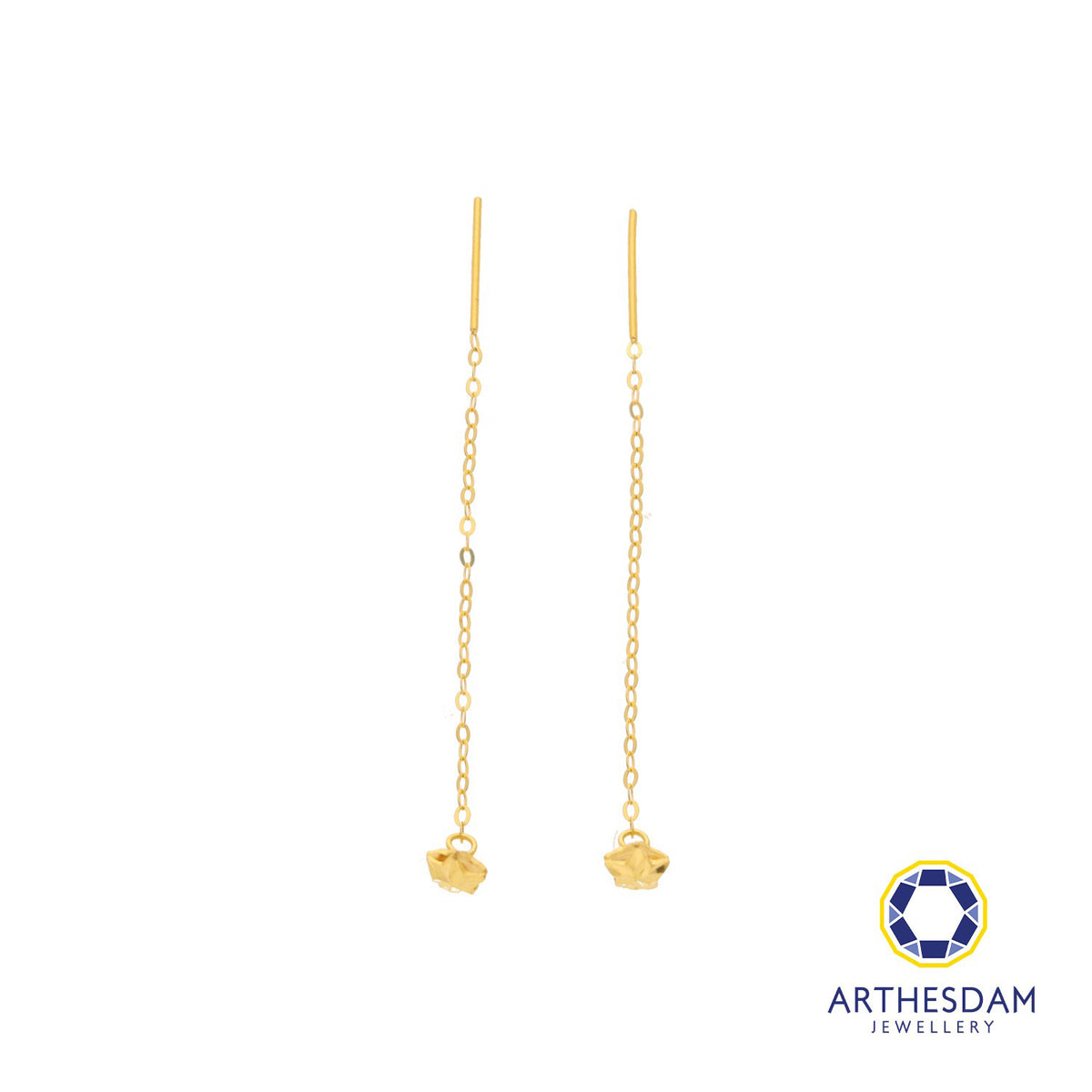 Arthesdam Jewellery 916 Gold Tiny Star Dangling Threader Earrings