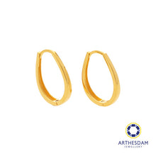 Load image into Gallery viewer, Arthesdam Jewellery 916 Gold Teardrop Oval Hoop Earrings
