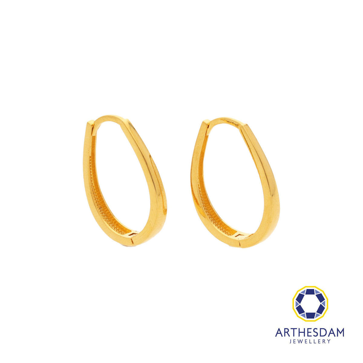 Arthesdam Jewellery 916 Gold Teardrop Oval Hoop Earrings