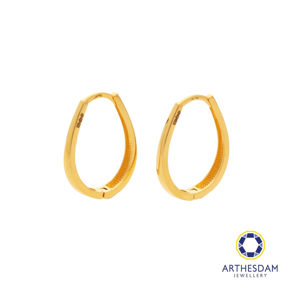 Arthesdam Jewellery 916 Gold Teardrop Oval Hoop Earrings