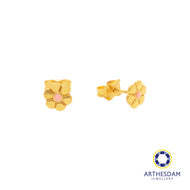 Arthesdam Jewellery 916 Gold Flower with Pink Enamel Earrings