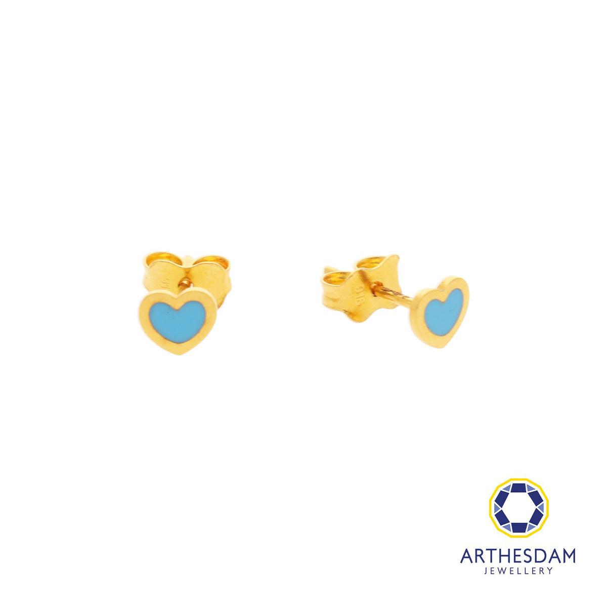 Arthesdam Jewellery 916 Gold Tiny Blue Hearts Earrings
