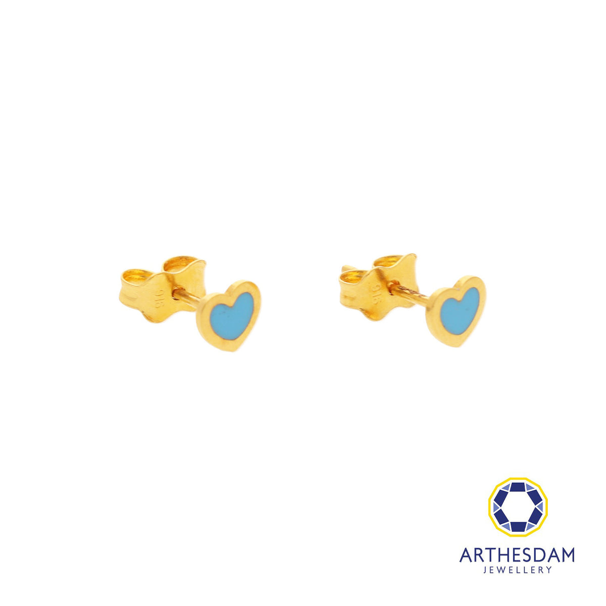 Arthesdam Jewellery 916 Gold Tiny Blue Hearts Earrings