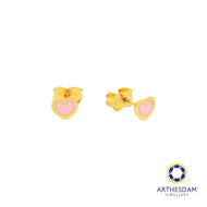 Arthesdam Jewellery 916 Gold Tiny Pink Hearts Earrings
