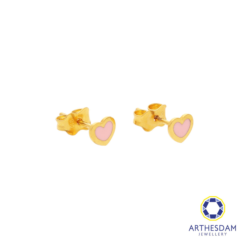Arthesdam Jewellery 916 Gold Tiny Pink Hearts Earrings