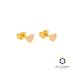 Arthesdam Jewellery 916 Gold Tiny Pink Hearts Earrings