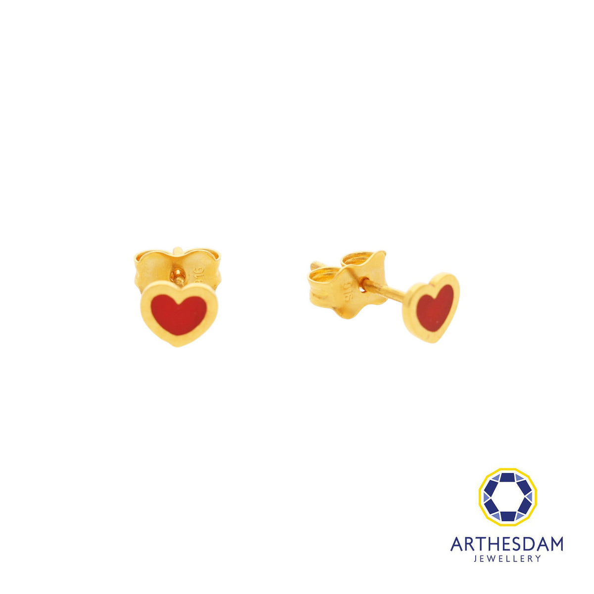 Arthesdam Jewellery 916 Gold Tiny Red Hearts Earrings