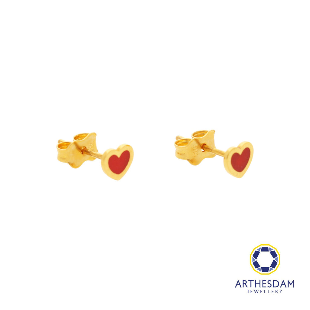 Arthesdam Jewellery 916 Gold Tiny Red Hearts Earrings