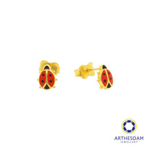 Load image into Gallery viewer, Arthesdam Jewellery 916 Gold Tiny Ladybug Earrings
