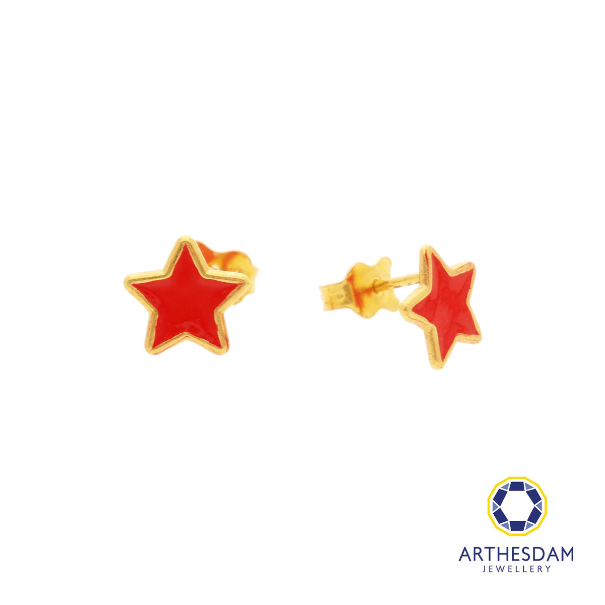 Arthesdam Jewellery 916 Gold Red Star Earrings