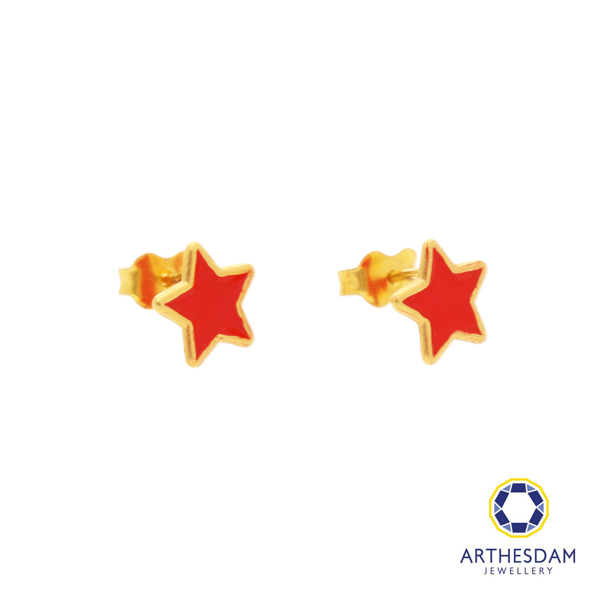 Arthesdam Jewellery 916 Gold Red Star Earrings