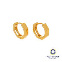 Load image into Gallery viewer, Arthesdam Jewellery 916 Gold Thick Hexagon Hoop Earrings
