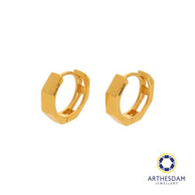 Load image into Gallery viewer, Arthesdam Jewellery 916 Gold Thick Hexagon Hoop Earrings
