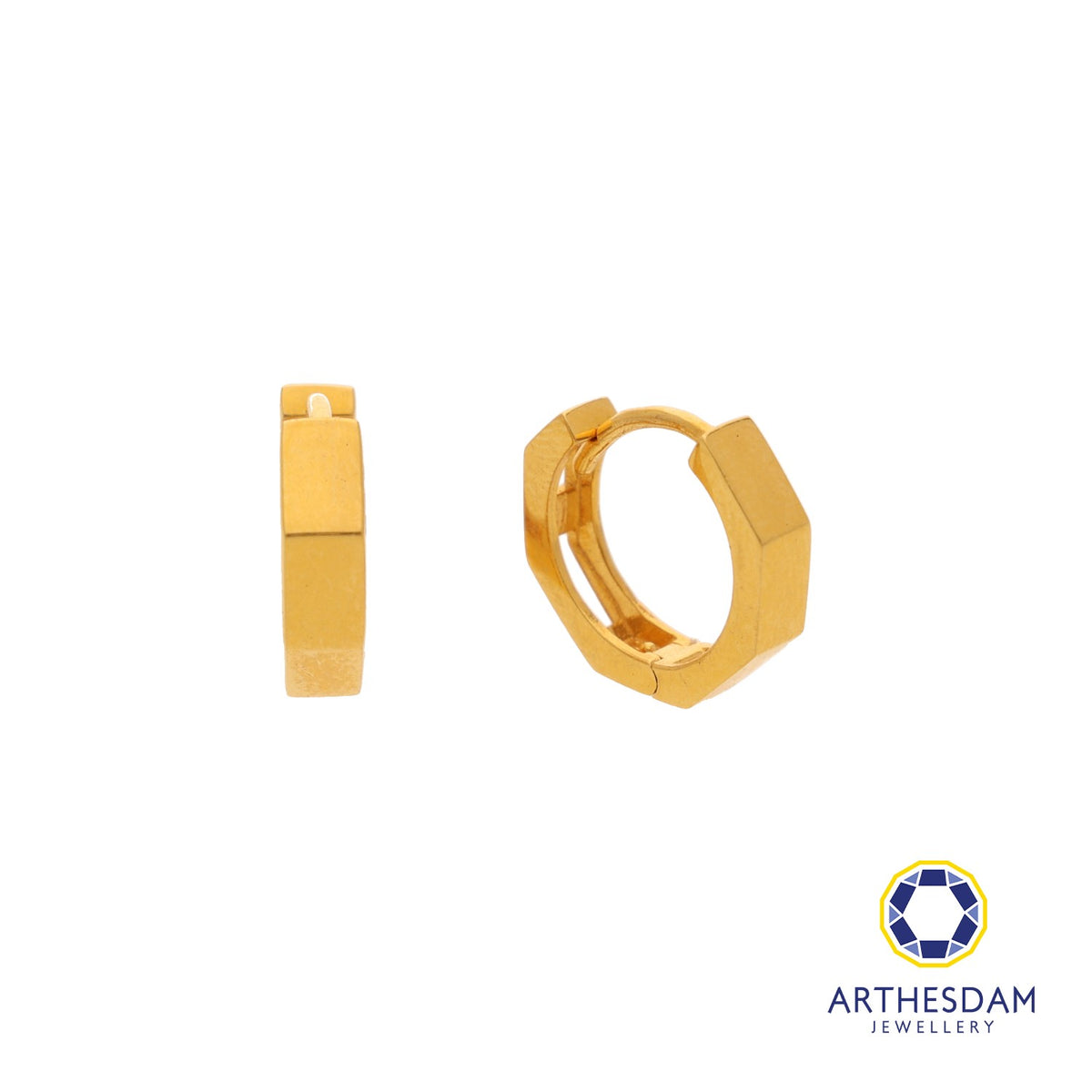 Arthesdam Jewellery 916 Gold Thick Hexagon Hoop Earrings
