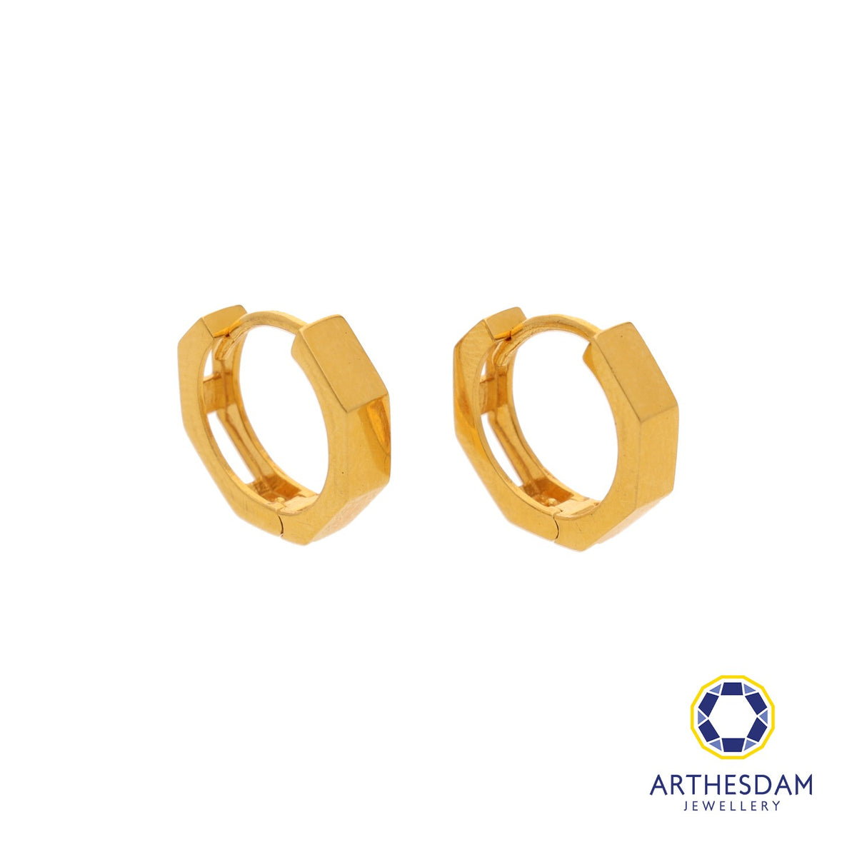 Arthesdam Jewellery 916 Gold Thick Hexagon Hoop Earrings