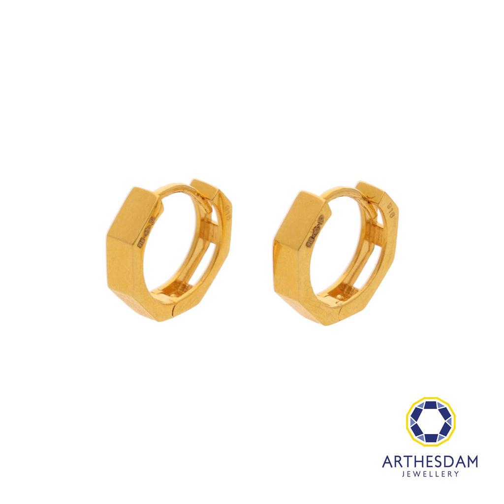 Arthesdam Jewellery 916 Gold Thick Hexagon Hoop Earrings