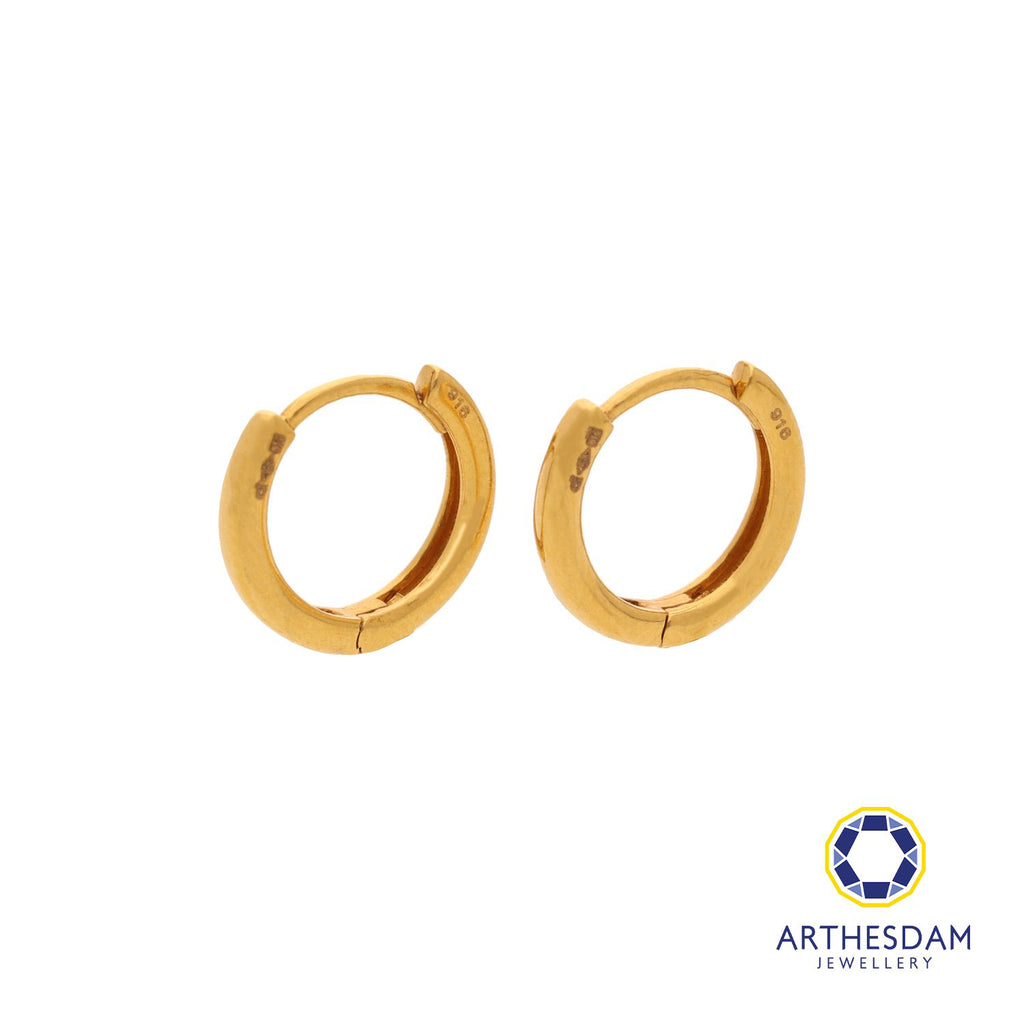 Arthesdam Jewellery 916 Gold Round Classic Hoop Earrings