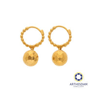 Arthesdam Jewellery 916 Gold Beaded Hoop with Dangling Disco Ball Earring