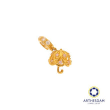 Load image into Gallery viewer, Arthesdam Jewellery 916 Gold Umbrella with Pink Stones Charm
