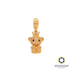Arthesdam Jewellery 916 Gold Sparkling Pink Bear with Crown Charm