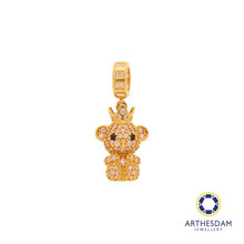 Load image into Gallery viewer, Arthesdam Jewellery 916 Gold Sparkling Pink Bear with Crown Charm
