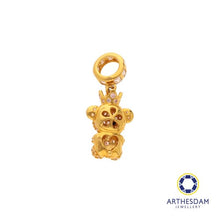 Load image into Gallery viewer, Arthesdam Jewellery 916 Gold Sparkling Pink Bear with Crown Charm
