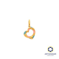 Arthesdam Jewellery 916 Gold Donut Heart with Blue and Pink Enamel Pendant