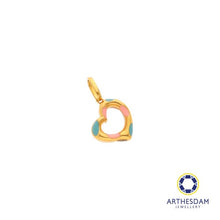 Load image into Gallery viewer, Arthesdam Jewellery 916 Gold Donut Heart with Blue and Pink Enamel Pendant
