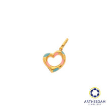 Load image into Gallery viewer, Arthesdam Jewellery 916 Gold Donut Heart with Blue and Pink Enamel Pendant
