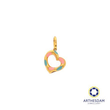 Load image into Gallery viewer, Arthesdam Jewellery 916 Gold Donut Heart with Blue and Pink Enamel Pendant
