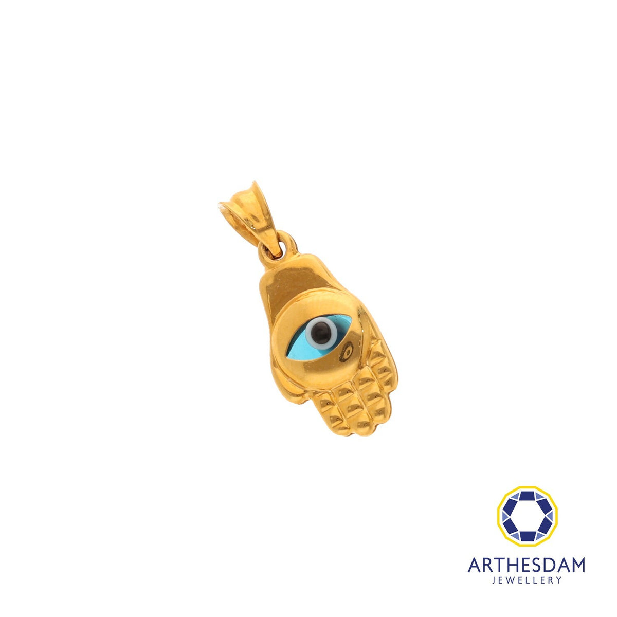 Arthesdam Jewellery 916 Gold Hamsa Hand Evil Eye Pendant
