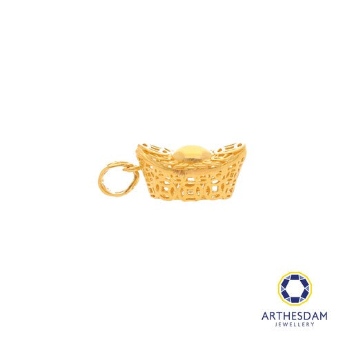 Arthesdam Jewellery 916 Gold Lucky Coin Yuan Bao Ingot Pendant