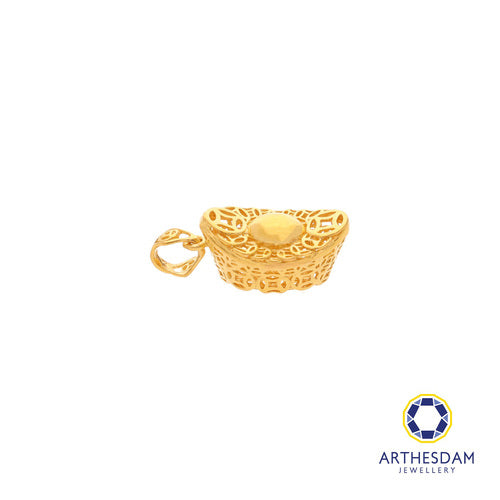Arthesdam Jewellery 916 Gold Lucky Coin Yuan Bao Ingot Pendant