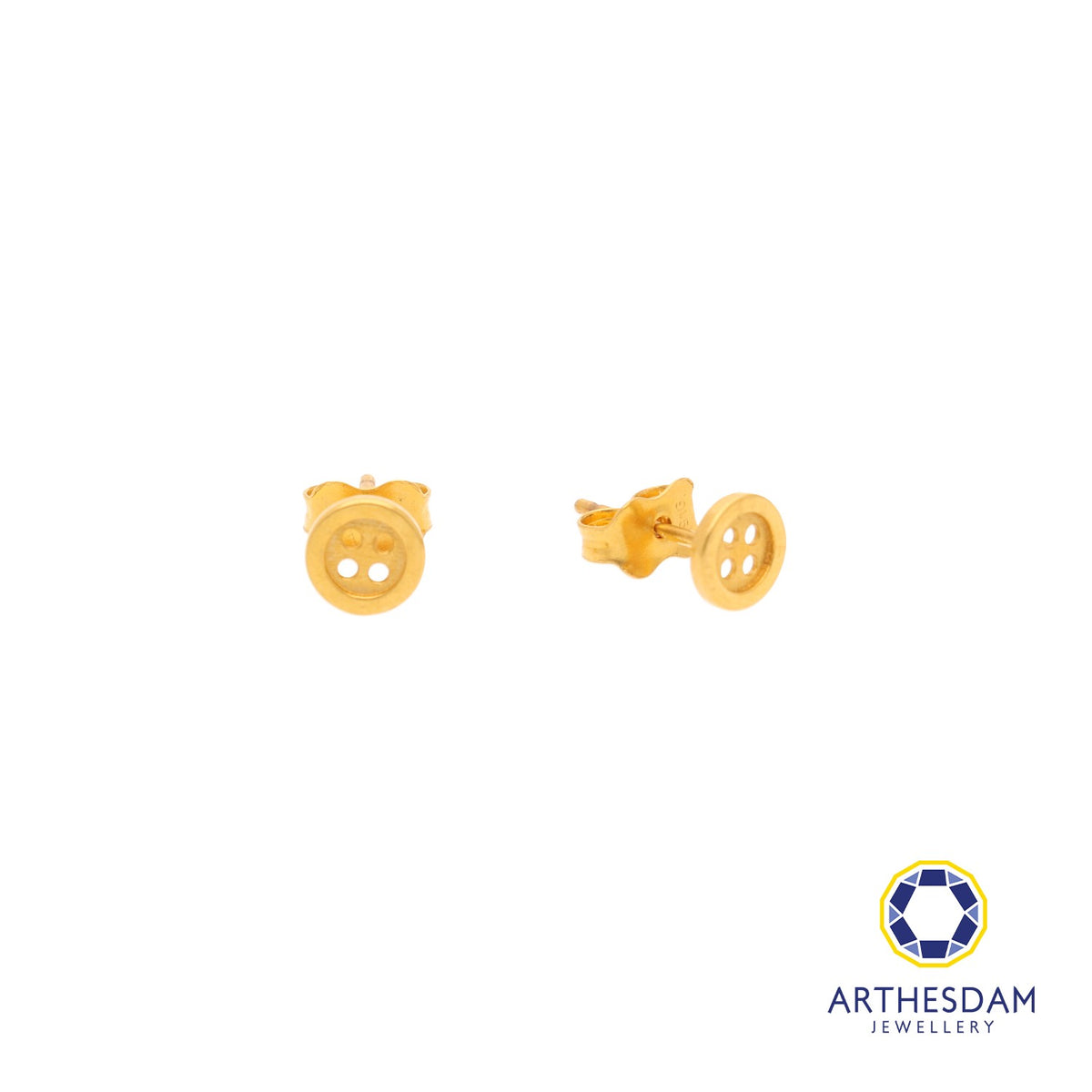 Arthesdam Jewellery 916 Gold Round Button Earrings