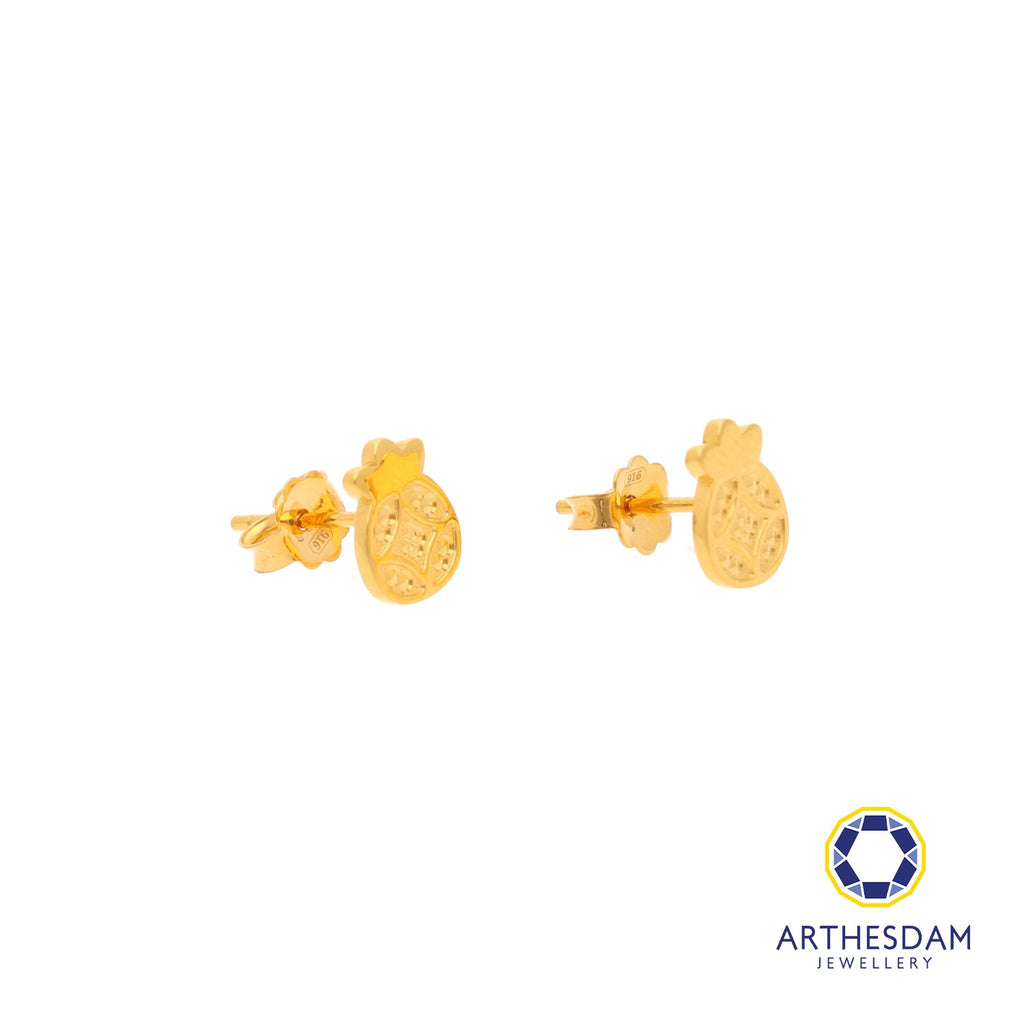 Arthesdam Jewellery 916 Gold Fortune Bag Coin Earrings