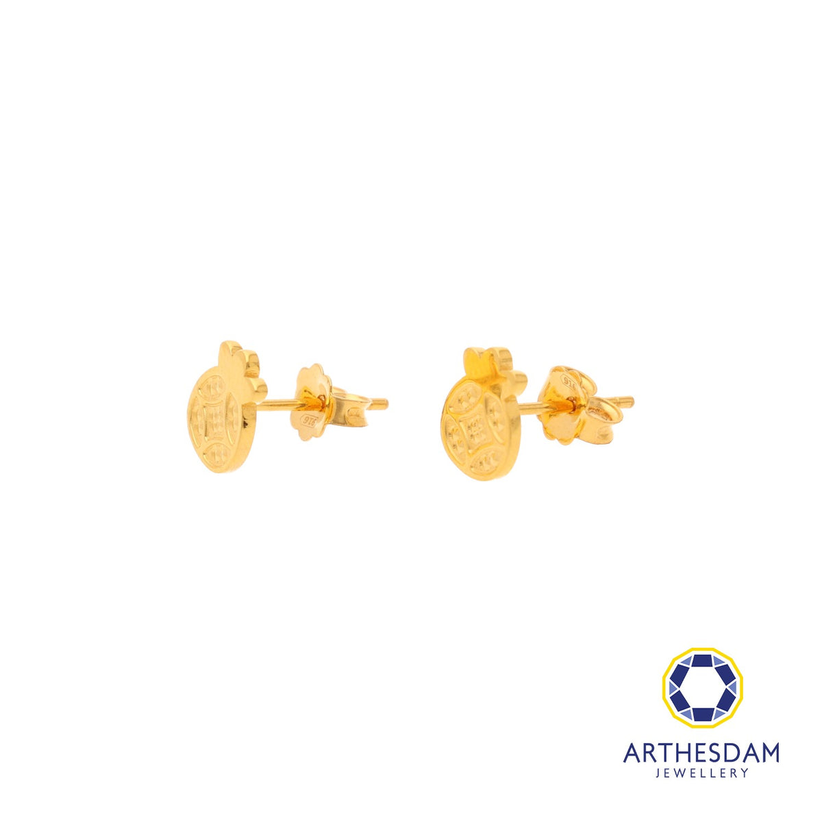 Arthesdam Jewellery 916 Gold Fortune Bag Coin Earrings