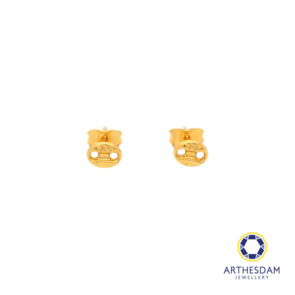 Arthesdam Jewellery 916 Gold Tiny Faceted Soda Tab Earrings