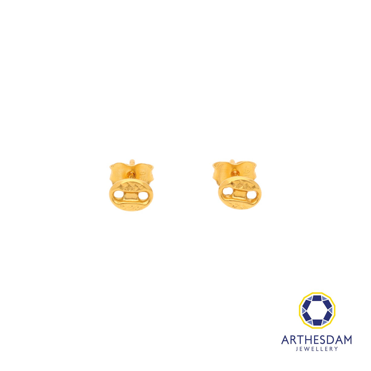 Arthesdam Jewellery 916 Gold Tiny Faceted Soda Tab Earrings