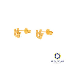 Load image into Gallery viewer, Arthesdam Jewellery 916 Gold Pointed Crown Earrings
