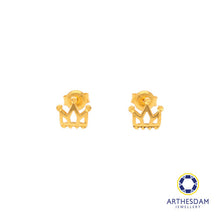Load image into Gallery viewer, Arthesdam Jewellery 916 Gold Pointed Crown Earrings
