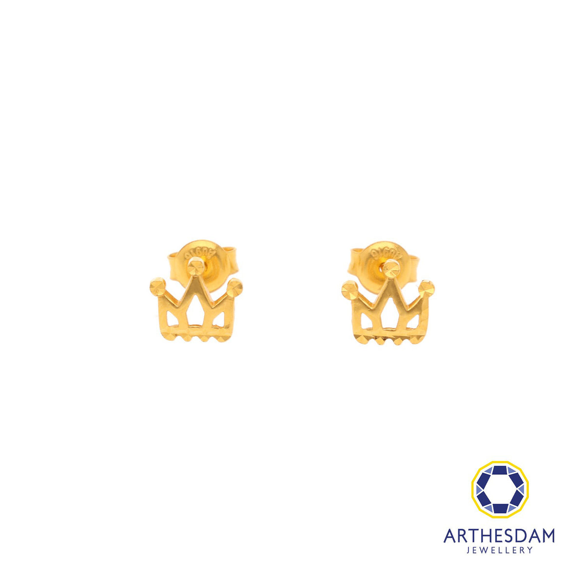 Arthesdam Jewellery 916 Gold Pointed Crown Earrings