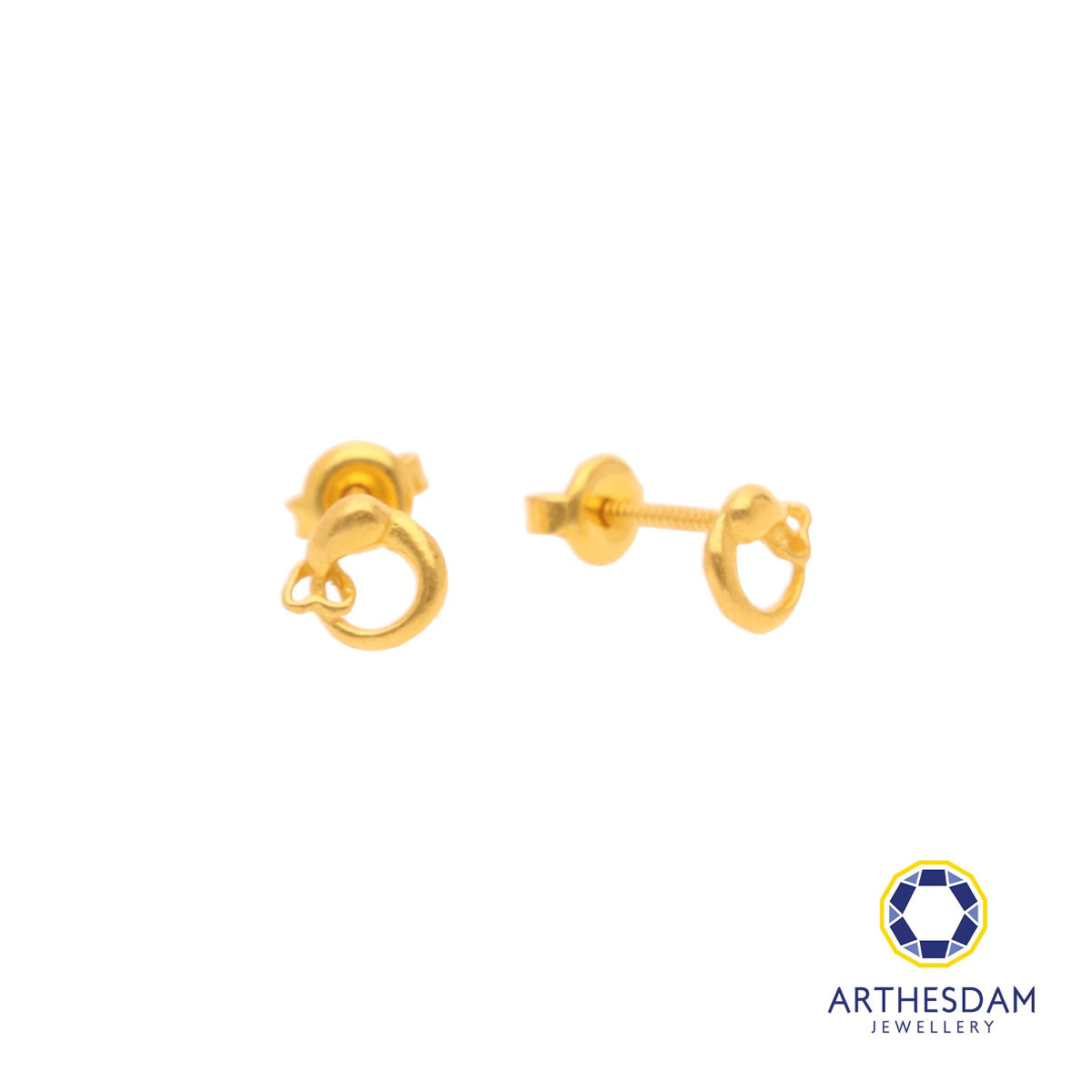 Arthesdam Jewellery 916 Gold Circle Whale Earrings