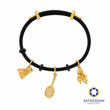 Load image into Gallery viewer, Arthesdam Jewellery 916 Gold Victory Smash Charm Black Bracelet
