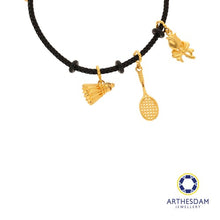Load image into Gallery viewer, Arthesdam Jewellery 916 Gold Victory Smash Charm Black Bracelet
