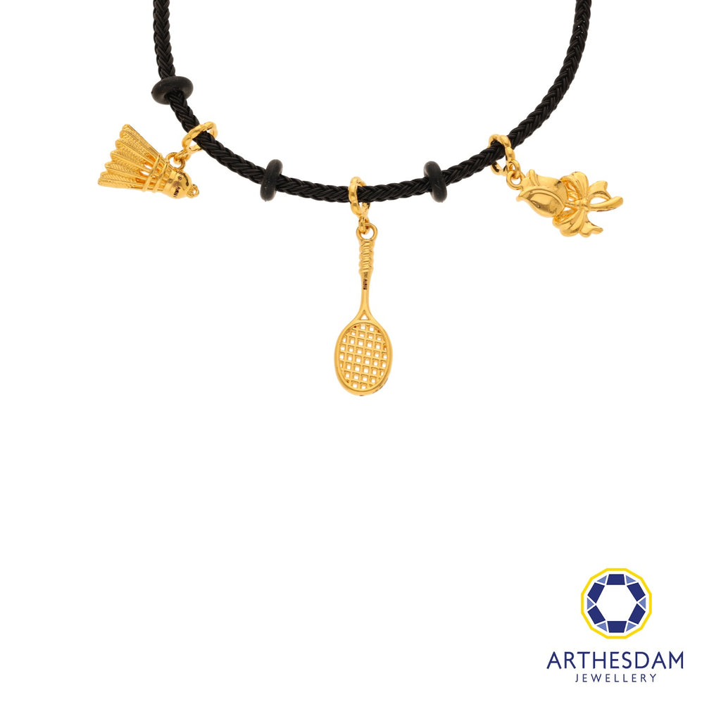 Arthesdam Jewellery 916 Gold Victory Smash Charm Black Bracelet